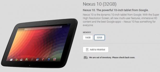 Nexus 10 закончился в Google Play. Новая версия планшета на подходе