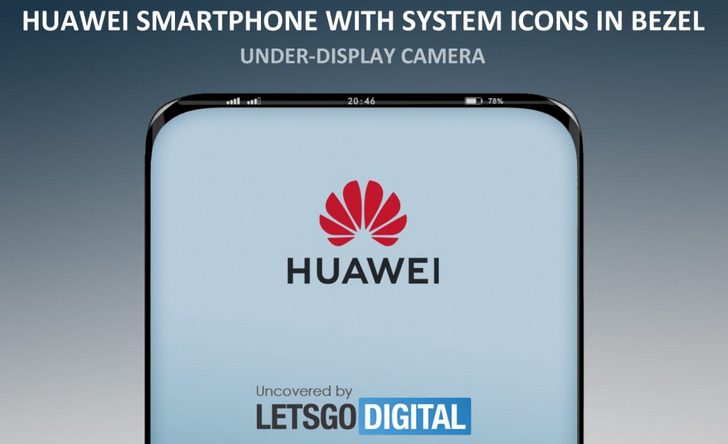 Смартфон Huawei с подэкранной камерой и мини-дисплеем в верхней рамке экрана в патенте производителя