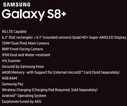 Samsung Galaxy S8+. Технические характеристики смартфона просочились в Сеть