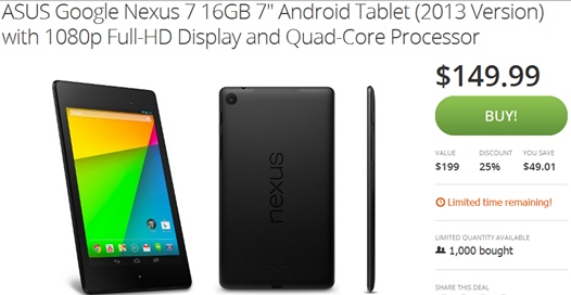 Купить новый Nexus 7 (2013) всего лишь за $149 можно на сайте Groupon