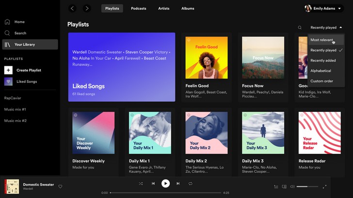Spotify обновила интерфейс в своих настольных и веб-версиях приложения