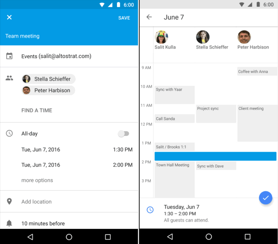 Программы для Android. Google Календарь получил функцию «Найти время» (Find The Time) обеспечивающую возможность автоматически определять время встречи с вашими коллегами, когда они не заняты 