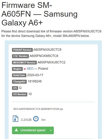 Android 10 для Samsung Galaxy A6+. Обновление для этой модели смартфона выпущено