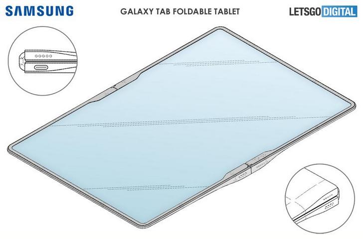 Так может выглядеть складывающийся пополам планшет Samsung