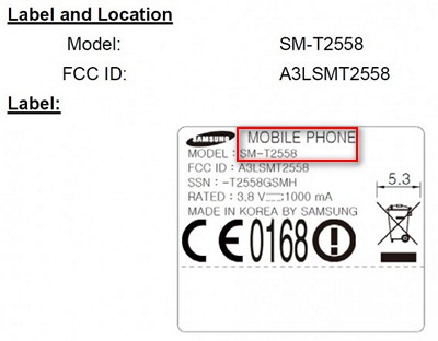 Семидюймовый планшетофон Samsung SM-T2558 засветился на сайте FCC 