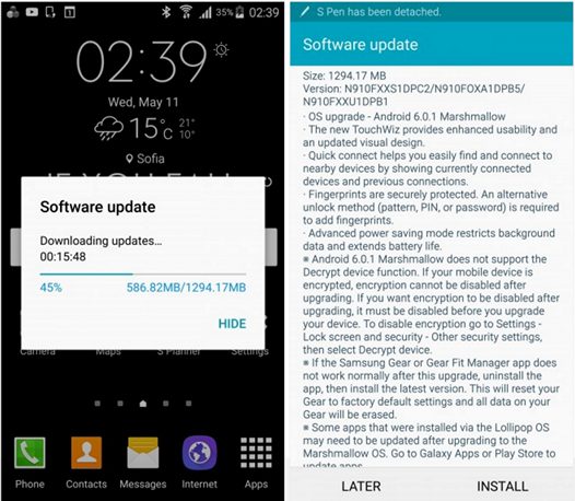 Обновление Android 6.0 Marshmallow для Samsung Galaxy Note 4 SM-N910F (International Qualcomm) начало поступать на смартфоны в Европе