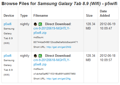 Прошивка CyanogenMod 9 для Samsung Galaxy Tab 8.9