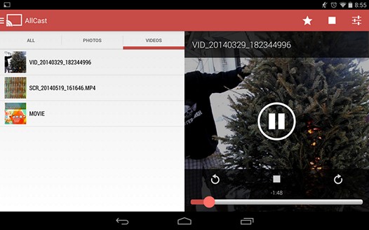 Программы для Android. Allcast - приложение для трансляции видео с планшетов и смартфонов через WiFi обновилось. Планшетный интерфейс, автоматическая пауза при входящих звонках и прочее