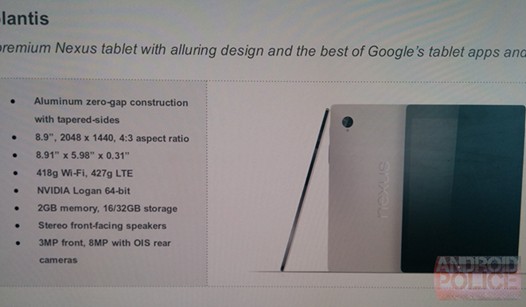 HTC Volantis. Android планшет с 8.9-дюймовым экраном и процессором Tegra K1. Утечка изображений и характеристик Nexus 9?