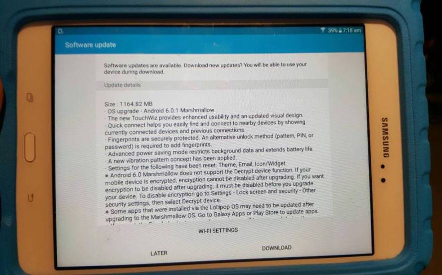 Samsung Galaxy Tab A 8.0 получил обновление Android 6.0 Marshmallow