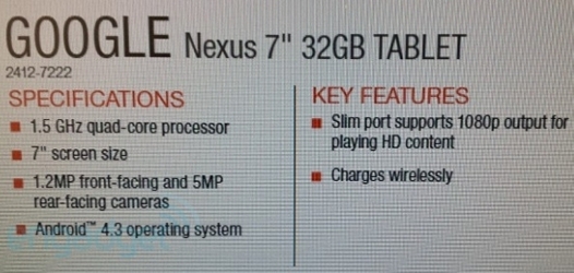 Nexus 7 второго поколения: возможность беспроводной зарядки, Android 4.3 и видеовыход