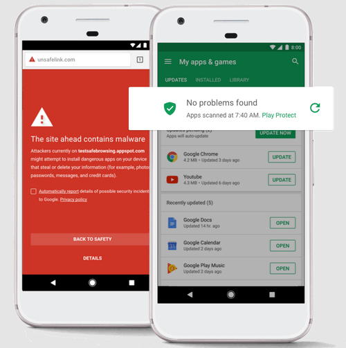 Google Play Защита защитит ваше Android устройство от вирусов и обеспечит сохранность ваших персональных данных
