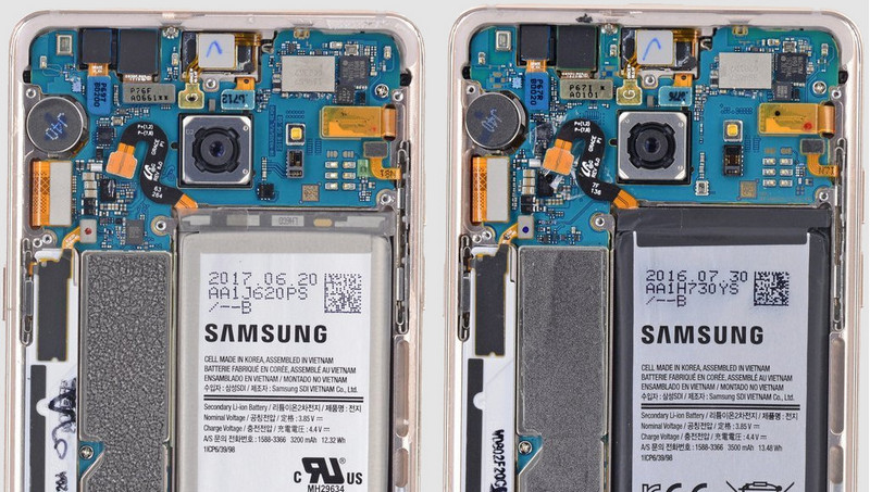 Samsung Galaxy Note FE разобран в iFixit. Батарея смартфона действительно отличается от батареи Galaxy Note 7