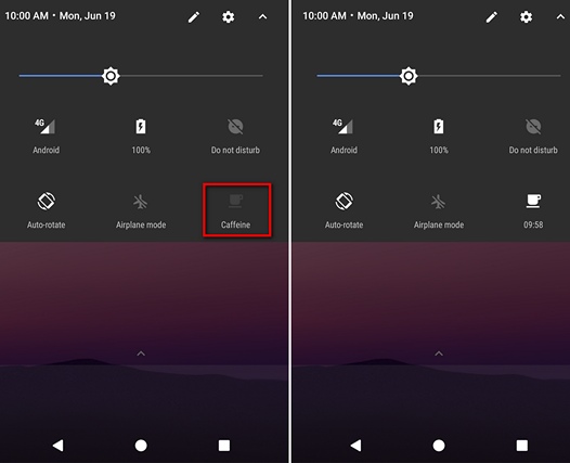 Caffeine — плитка в шторку быстрых настроек Android для задержки отключения дисплея на определенное время