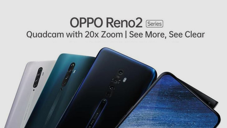 Oppo Reno 2, Reno 2Z и Reno 2F. Смартфоны оснащенные выдвижными селфи-камерами и основнойкамерой с четырьмя объективами представлены официально