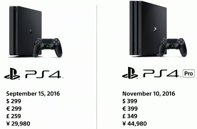 Sony PS4 и PS4 Pro с поддержкой 4K/HDR официально. Цена - от $299
