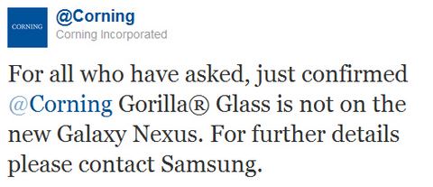 Galaxy Nexus не будет иметь защиты Gorilla Glass