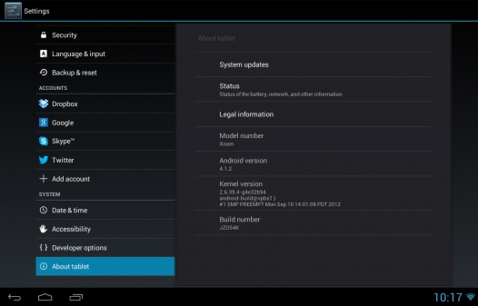 Обновление Android 4.1.2 Jelly Bean для Motorola XOOM
