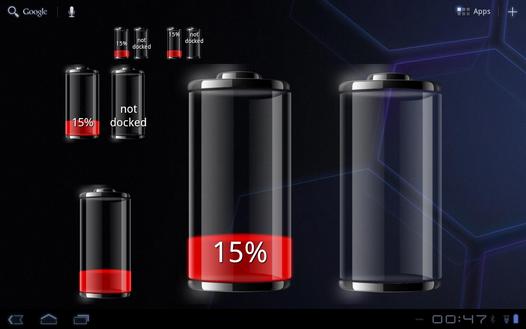 Заряд батареи Android планшета покажет Dual Battery Widget