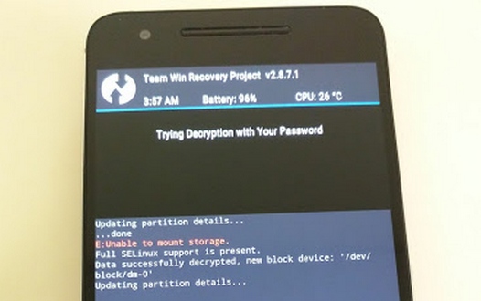 TWRP для Nexus 6P с поддержкой шифрования выпущено. Nexus 5X на очереди