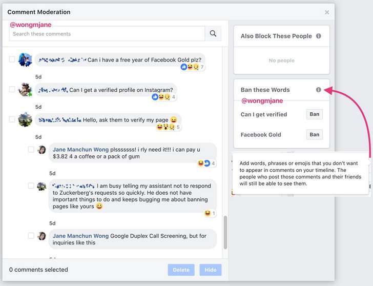 Facebook планирует предоставить пользователям возможность блокировать комментарии, содержащие избранные слова и фразы 