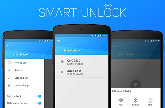 Программы для Android. Smart Unlock - отключение блокировки экрана при подключении к доверенным Wi-Fi, Bluetooth и NFC устройствам, а также в доверенных местах