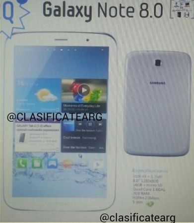 Так будет выглядеть планшет Samsung Galaxy  Note 8.0?