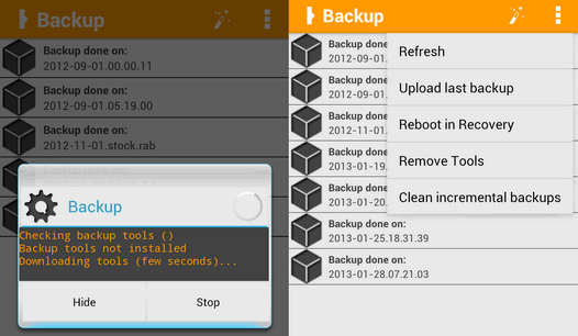 Резервное копирование Android с помощью Orange Backup