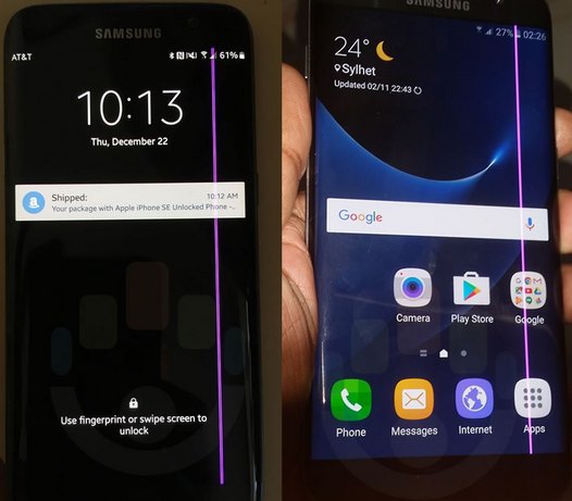 Проблема с вертикальной розовой полосой на дисплее Samsung Galaxy S7 Edge и возможный вариант её решения