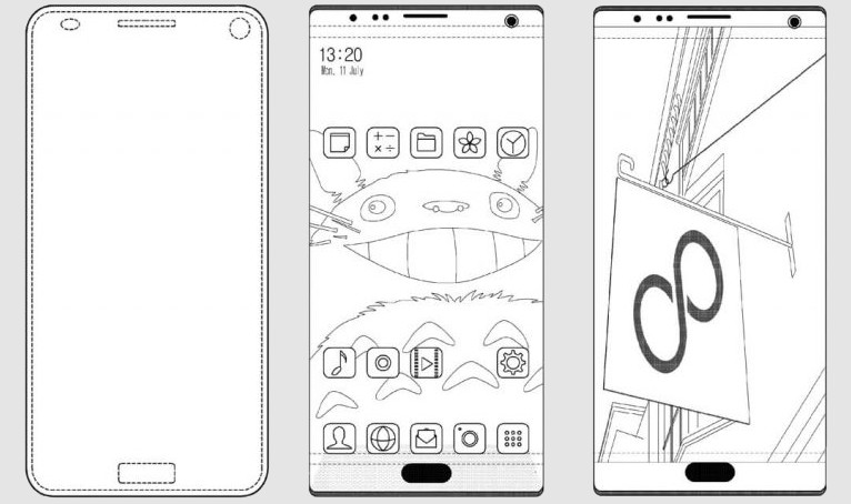 Компания Samsung работает над смартфоном с дисплеем на всю переднюю панель