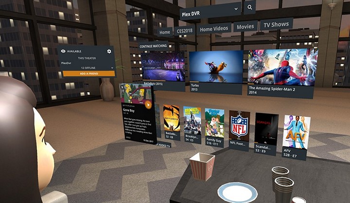 Plex VR — Видеоплеер с VR-интерфейсом, который позволит вам смотреть передачи и фильмы вместе с друзьями, общаясь с ними в голосовом чате