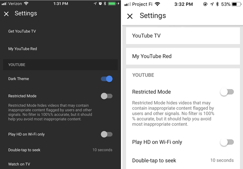 YouTube для iOS получит темную тему, которую Google уже тестирует на некоторых устройствах