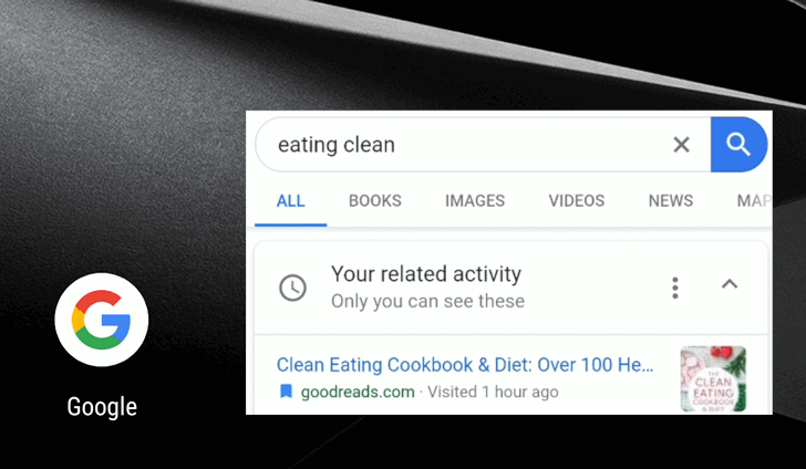 Приложения для мобильных. Google получило новую карточку активности пользователя с его предыдущими результатами поиска