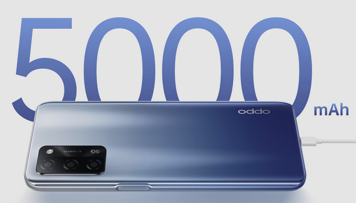 OPPO A55 5G. Смартфон с процессором MediaTek Dimensity 700, тройной камерой и батареей с емкостью 5000 мАч за $246
