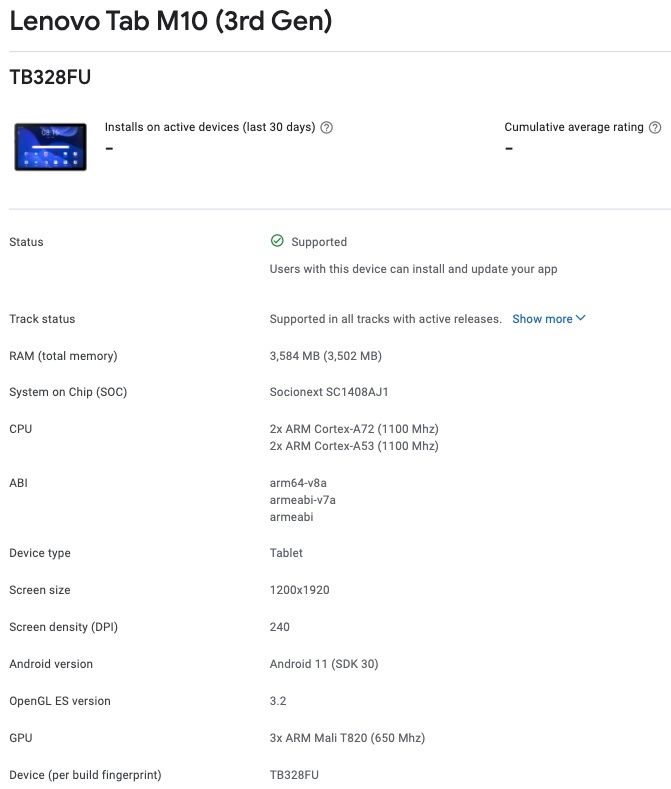 Lenovo Tab M10 3-го поколения вскоре появится на рынке. Планшет получит 4 ГБ оперативной памяти, специализированный процессор и операционную систему Android 11