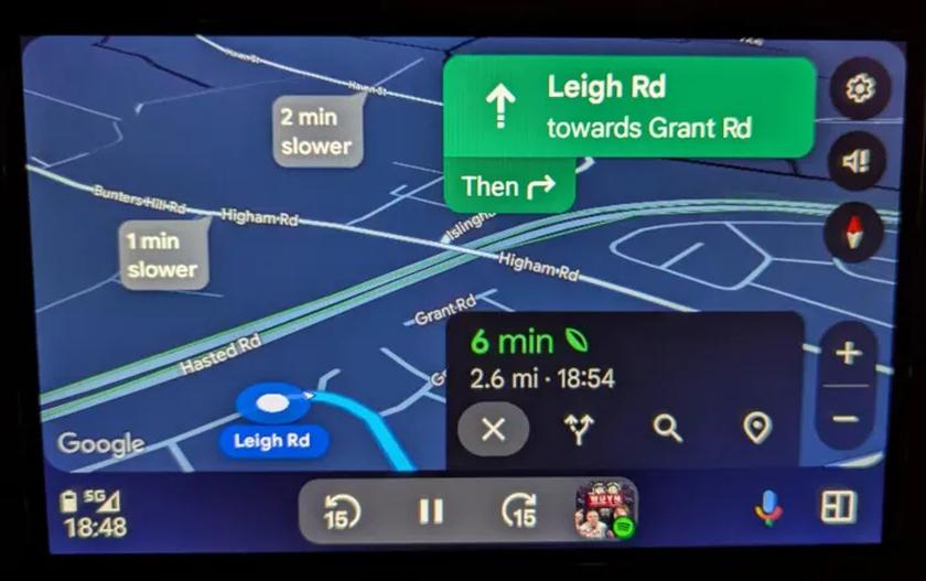 Новый дизайн Карт Google в Android Auto