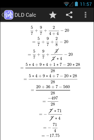 Программы для Android. Калькулятор DLD Calc предоставит вам пошаговое решение математических выражений с простыми дробями