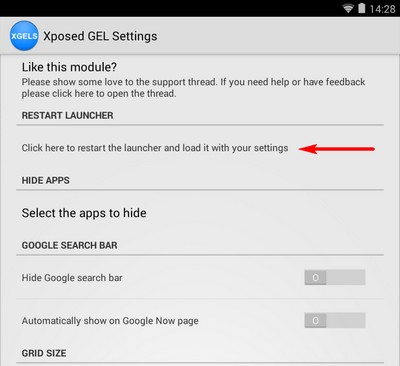 Настроить внешний вид и некоторые функциональные возможности лончера Google Старт можно с помощью Xposed GEL Settings