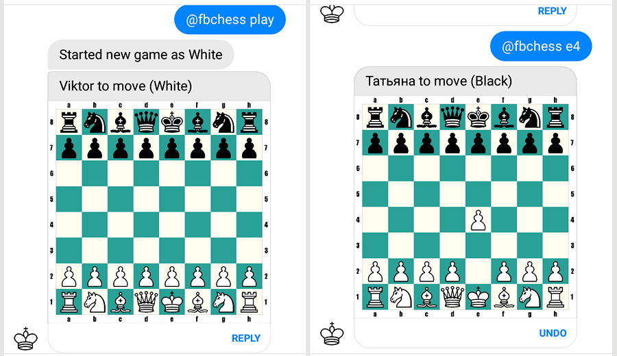 А вы знаете, что Facebook Messenger имеет встроенную игу в шахматы?