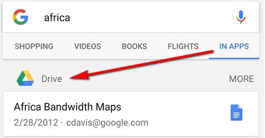 Поиск Google на Android устройствах будет искать также информацию и на вашем Диске Google