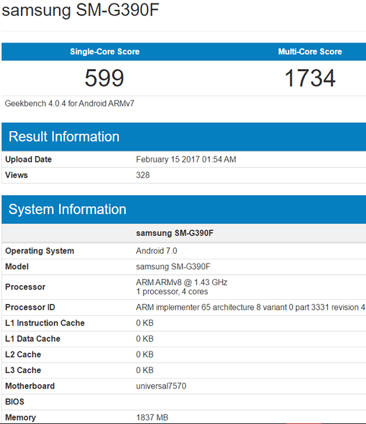 Samsung Galaxy Xcover. Новый смартфон из линейки защищенных устройств засветился  в Geekbench