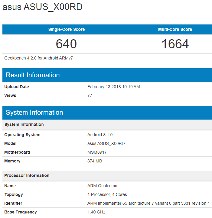 Asus ASUS X00RD. Недорогой смартфон с операционной системой Android Go на борту готовится к выпуску