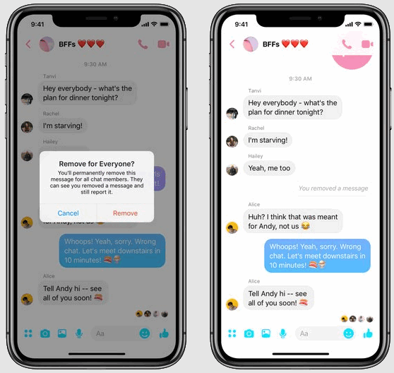 В Facebook Messenger для iOS и Android появилась возможность удалять отправленные сообщения