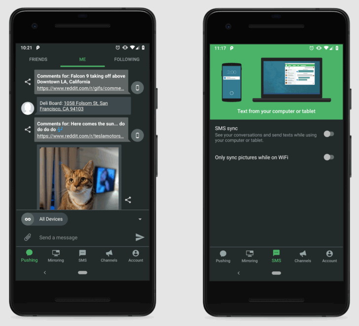 Приложения для Android. Pushbullet - SMS on PC обновилось, получив новый интерфейс, поддержку адаптивных иконок и темную тему [Скачать APK]