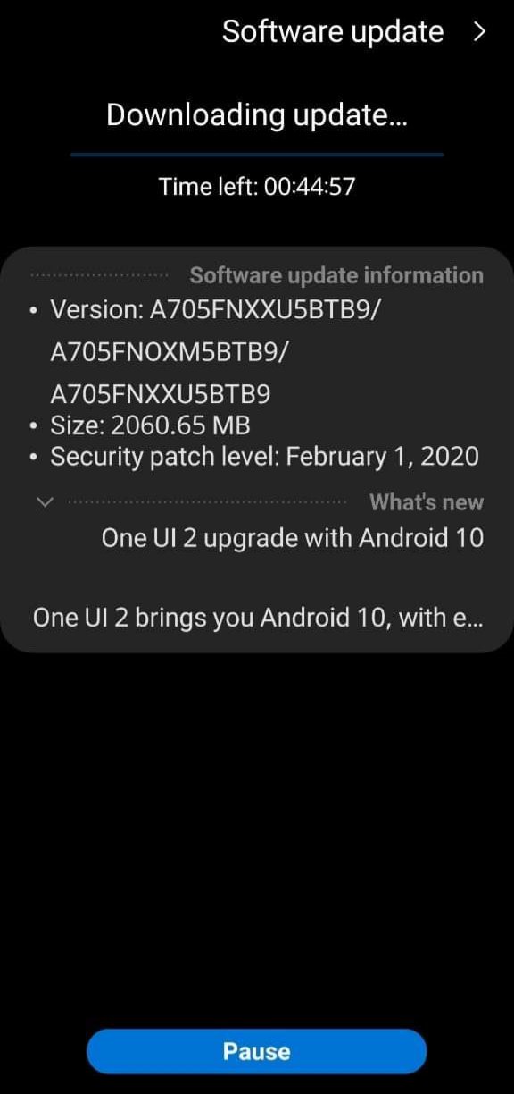 Samsung Galaxy A70 получил обновление One UI 2.0 на базе Android 10