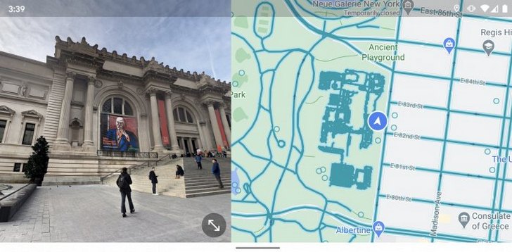 Просмотр улиц в Картах Google на Android устройствах теперь работает также и в режиме разделенного экрана