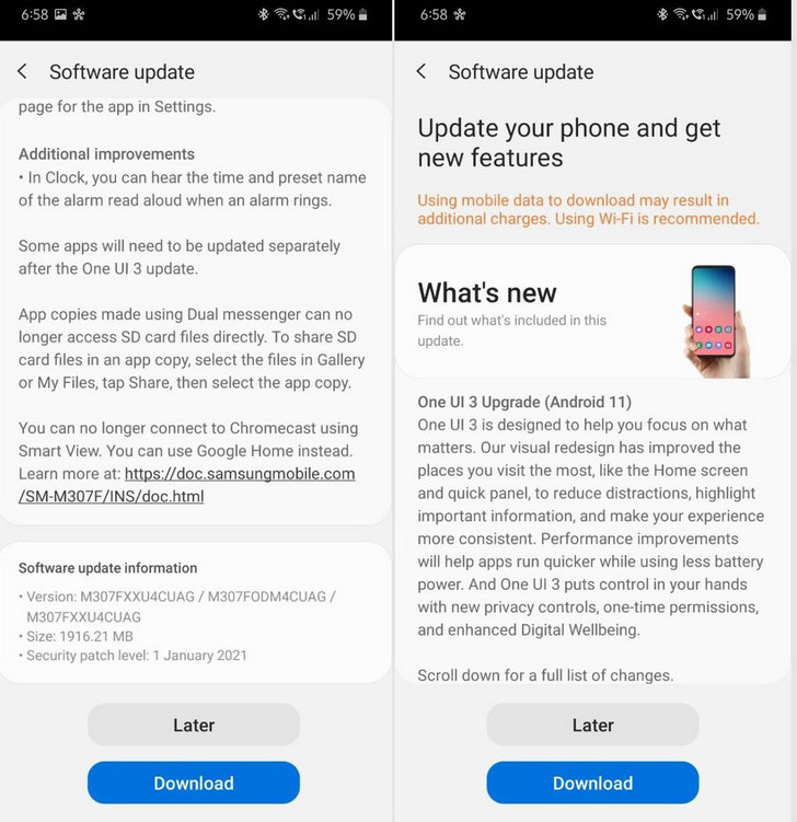 Обновление Android 11 в составе One UI 3.0 для Samsung Galaxy M30s выпущено и уже поступает на смартфоны