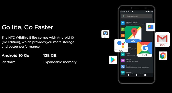 HTC Wildfire E Lite. Недорогой компактный смартфон на базе процессора MediaTek Helio A20 за $103