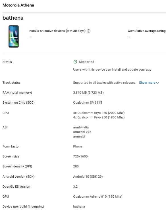 Motorola Athena (Motorola Defy). Недорогой смартфон на базе процессора Snapdragon 662 на подходе