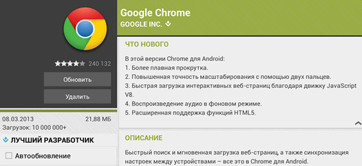 Google Chrome для Android